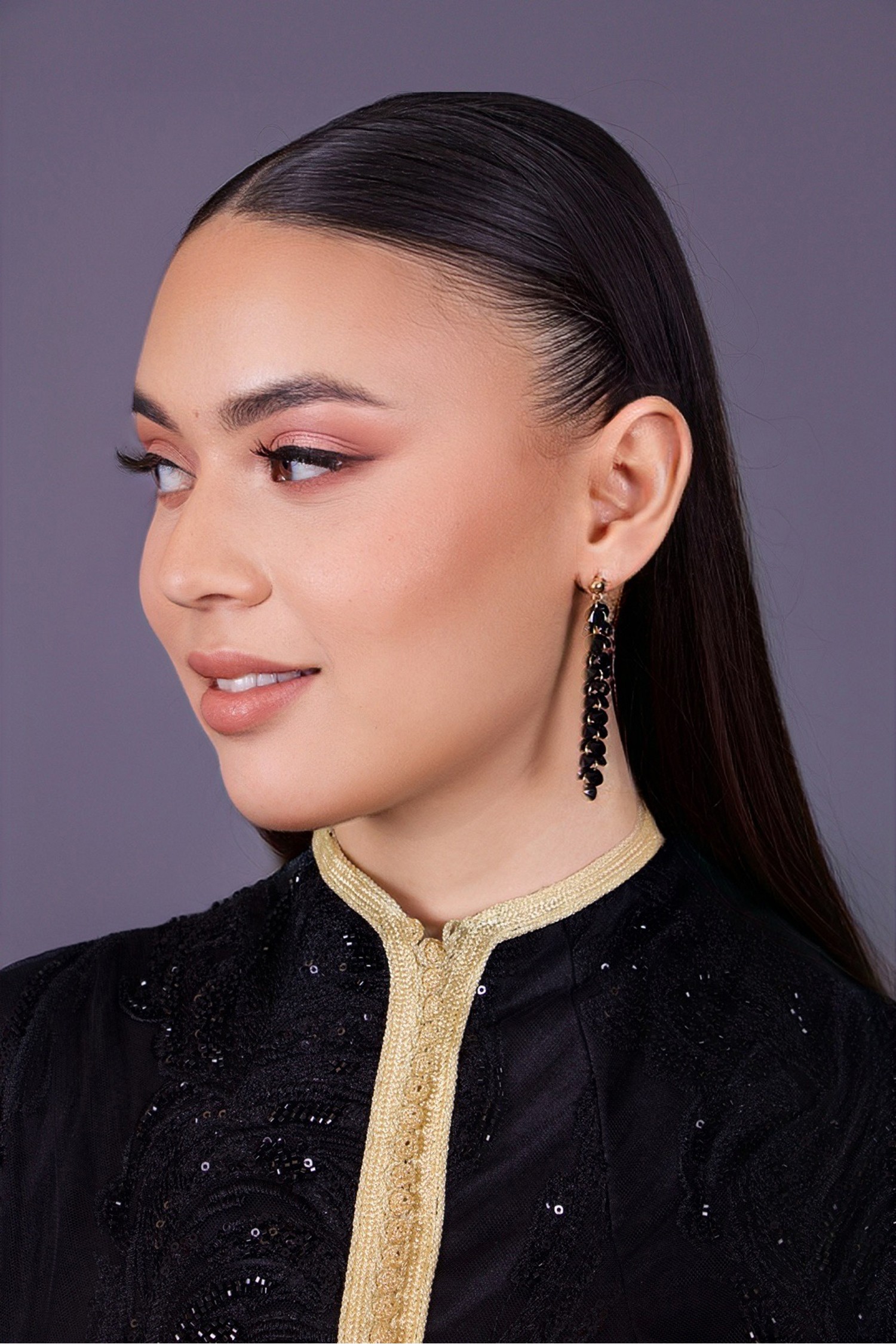 Pendientes Perla Noire negro - joyas novia envío Sevilla