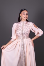 Commander takchita marocaine saumon soie - Caftan Aya Saumon