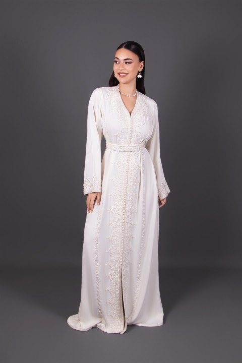 Caftan marocain brodé perlé main de cérémonie - Caftan Wissal - vente en ligne Montpellier