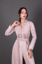 Commander takchita marocaine vieux rose argenté - Combinaison caftan Nesrine Rose