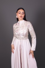 Commander takchita marocaine modeste vieux rose écru - Caftan Nashwa Fancy
