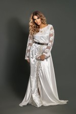 Caftan Joumana de mariage dentelle satin - caftan marocain mariage livraison Strasbourg