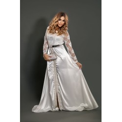 Comprare caftano marocchino da sera da sposa pizzo raso - Caftano Joumana