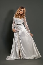 Acheter caftan marocain de soirée de mariage dentelle satin - Caftan Joumana