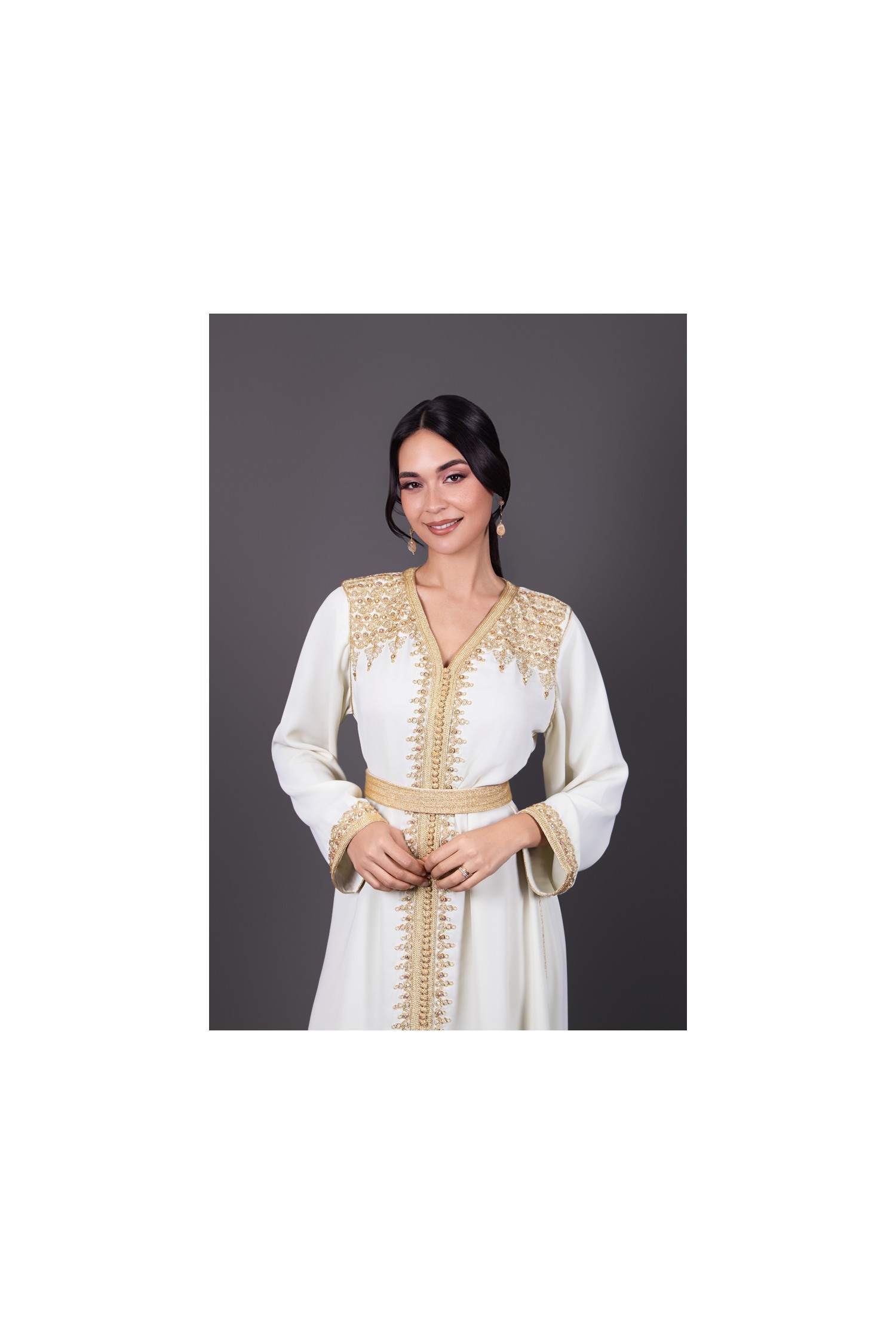 Adelya Crepe Caftan – Elegant Dress for Weddings and Halal Events