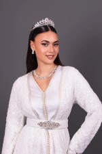 Caftan marocain blanc dentelle mariée Safwa - takchita marocaine mariage livraison Nice